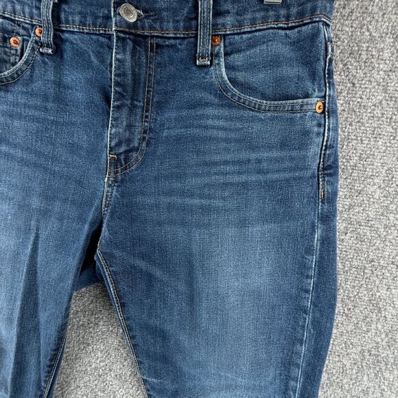 Levis 502 Premium Blue Denim Jeans Leather Patch Cotton Blend ACTL 31X30.5 - Picture 3 of 16